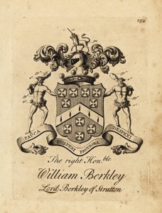 Wapen van de Zeer Eerwaarde William Berkley, Lord Berkley van Stratton, 4e Baron Berkeley van Stratton, overleden 1741 door Andrew Johnston