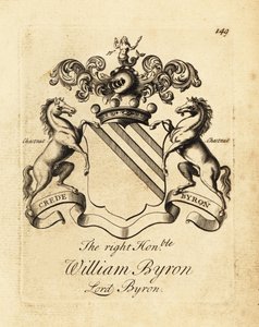 Wapen van de Zeer Eerwaarde William Byron, Lord Byron, 4e Baron Byron (1670-1736) door Andrew Johnston