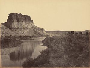 Plaat 24. Castle Rock, Green River Valley,1869 (foto) door Andrew Joseph Russell