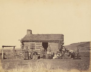 Plaat 48. Mormoonse familie, Great Salt Lake Valley,1869 (foto) door Andrew Joseph Russell