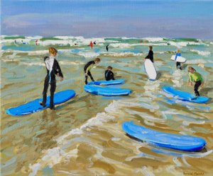 Blauwe surfplanken, Bude door Andrew Macara
