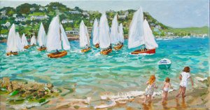 De boten achterna, Salcombe, 2018 door Andrew Macara