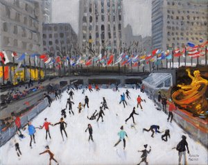 Kerstschaatsen, Rockefeller Ice Rink, New York, 2017 door Andrew Macara