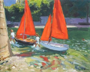 Meisjes met zeilboten Looe, 2014