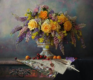 Elegant bloemstilleven door Andrey Morozov