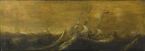 Schepen in een storm door Andries van Eertvelt (attributed to)