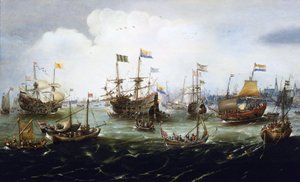 De terugkeer van de Nederlandse vloot, 1 mei door Andries van Eertvelt