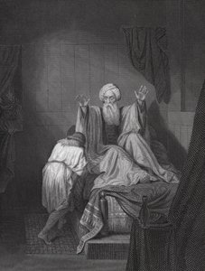 Isaak zegent Jakob (gravure) door Ange Louis (1815 72) (after) Janet
