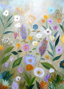 Speelse bloementuin