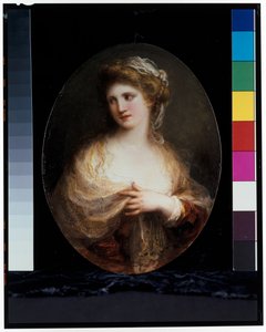 Portret van een dame in een gele sjaal