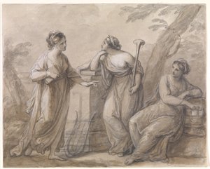 Drie muzen in gesprek door Angelica Kauffmann