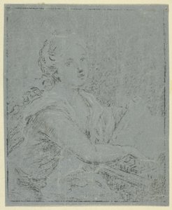 Vrouw bij spinet door Angelica Kauffmann