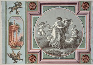 Wraak van de Liefde, ontwerp voor een behangmedaillon, c.1785 door Angelica after Kauffmann