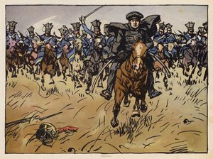 Pruisische veldmaarschalk Gneisenau leidt een cavaleriecharge