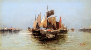 Zeilboten, laat 17e of vroeg 18e eeuw door Angelo Maria Costa