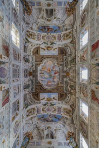 Plafond van de zaal met de Bologna Kwartieren, Zaal van de Wachten, Este Hertogelijk Paleis, Sassuolo, Italië door Angelo Michele Colonna