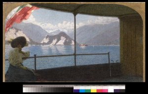 Een boot op het Lago Maggiore, 1915 door Angelo Morbelli