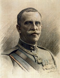 Portret van de koning van Italië Vittorio Emanuele III door Angelo Vernazza