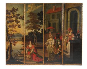 Vierdelig dubbelzijdig scherm, ca. 1700 door Anglo Flemish School