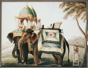 Olifanten met hun Mahout, c.1815 door Anglo Indian School