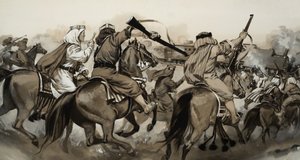 Arabieren versus Turken (gouache op papier)