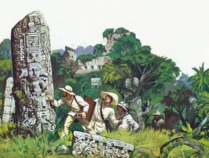 Verloren steden in de jungle van Midden-Amerika (kleurenlitho)