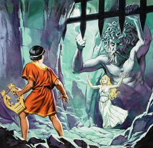 Orpheus en Eurydice (gouache op papier) door Angus McBride