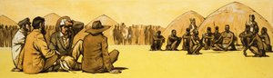 Pioniers onderhandelen met stamhoofden in Afrika door Angus McBride
