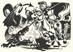 Sint Joris en de draak (litho) door Angus McBride