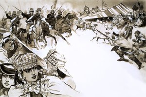 De Fransen vallen Algerije binnen (gouache op papier) door Angus McBride