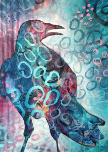 Levendige abstracte kraai door Ania Witwitzka