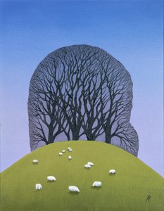 Heuveltop met schapen, 2017 door Anna Phillips