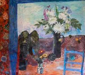 Stilleven met Bloemen en een Blauwe Stoel, 2019
