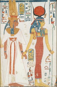 Kopie van muurschildering uit het graf van koningin Nefertari, Thebe, 20e eeuw door Anna