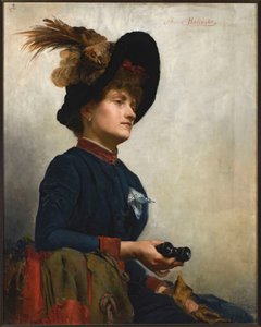 Portret van een dame met ppera bril door Anna Bilińska Bohdanowicz