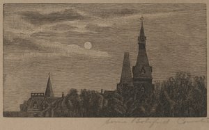 Kerkspitsen in het maanlicht