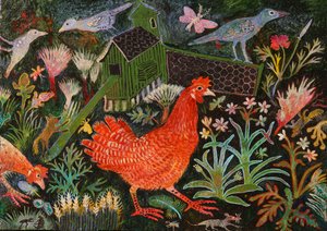 Red Hen Run, 2018 (acryl) door Anna Pugh