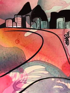 Levendig stadslandschapspad door Anna Viklund