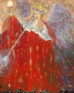 De Engel des Levens, 2009 (olieverf en bladgoud op Belgisch linnen) door Annael Anelia Pavlova