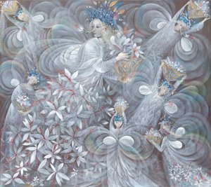 De witte hibiscus, 2009 (olieverf op Belgisch linnen) door Annael Anelia Pavlova