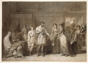 Bayard weigert de cadeaus van zijn gastvrouw, in Brescia door Anne-Louis Girodet de Roucy-Trioson