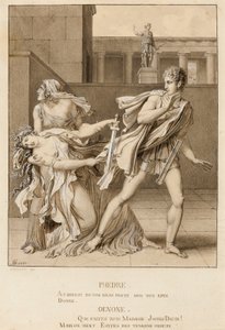 Phaedra, die haar passie heeft verklaard, probeert zichzelf te doden met het zwaard van Hippolytus door Anne-Louis Girodet de Roucy-Trioson