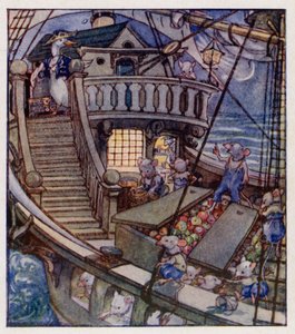 Kinderversje: Ik zag een schip zeilen (kleur litho) door Anne (after) Anderson