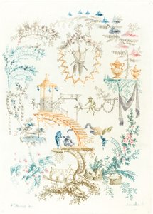 Arabesk met een Aap door Anne Allen after Jean Baptiste Pillement