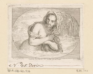 Vrouw badend in een rivier door Anne Claude Philippe Caylus