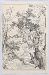 Een Pad met een Balustrade in een Bos, 18e eeuw door Anne Claude Philippe de Caylus