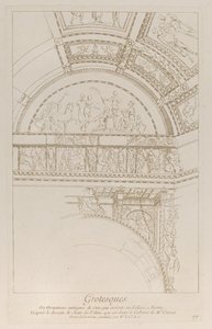 Grillige versieringen: detail van de stucwerkreliëfs die het Colosseum in Rome versieren, ca. 1729