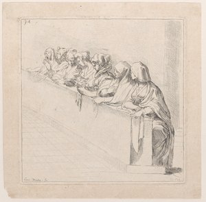 Zeven Vrouwen Zittend Achter een Lage Muur, 18e eeuw door Anne Claude Philippe de Caylus