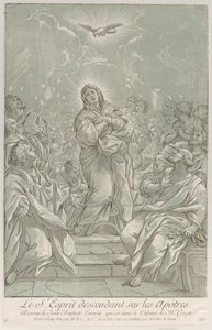 Pinksteren, met de Maagd in het midden, de Heilige Geest erboven, en Apostelen, ca. 1729 door Anne Claude Philippe de Caylus