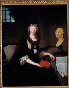 Portret van Marie Antoinette (1755-1793) in diepe rouw in de Temple-gevangenis door Anne Flore Millet de Brehan